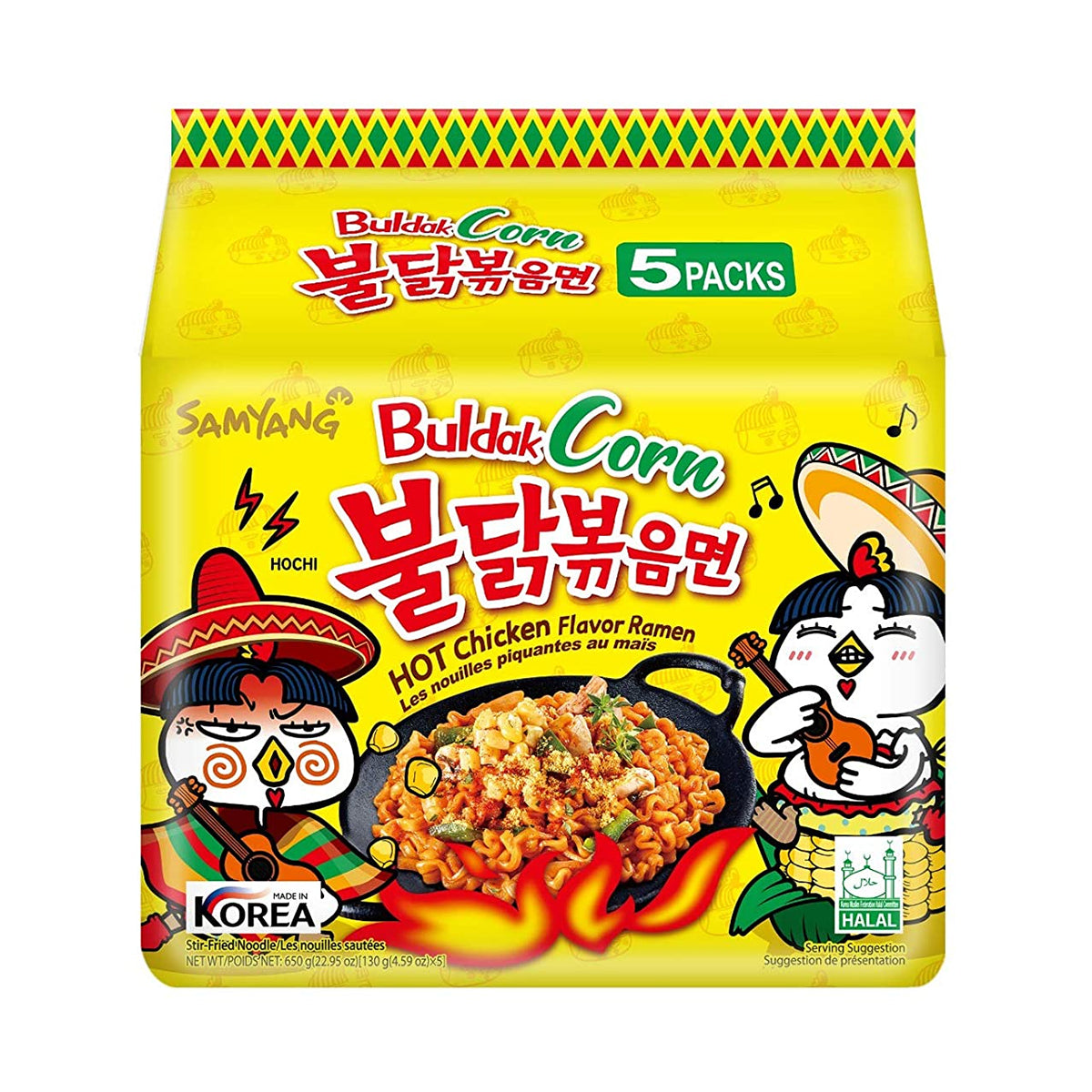 Samyang Buldak Korean Hot Spicy Chicken Stir-Fried Ramyun Noodles 4.94 oz  (Pack of 5)