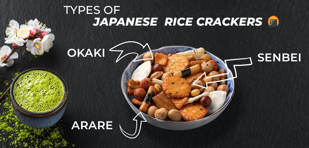 types of japanese rice crackers arare okaki senbei