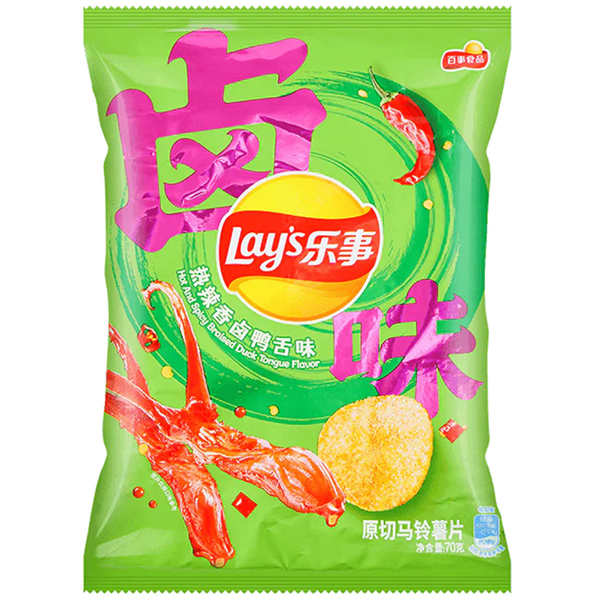 Lay's Potato Chips Hot And Spicy Braised Duck Tongue Flavor - 70g