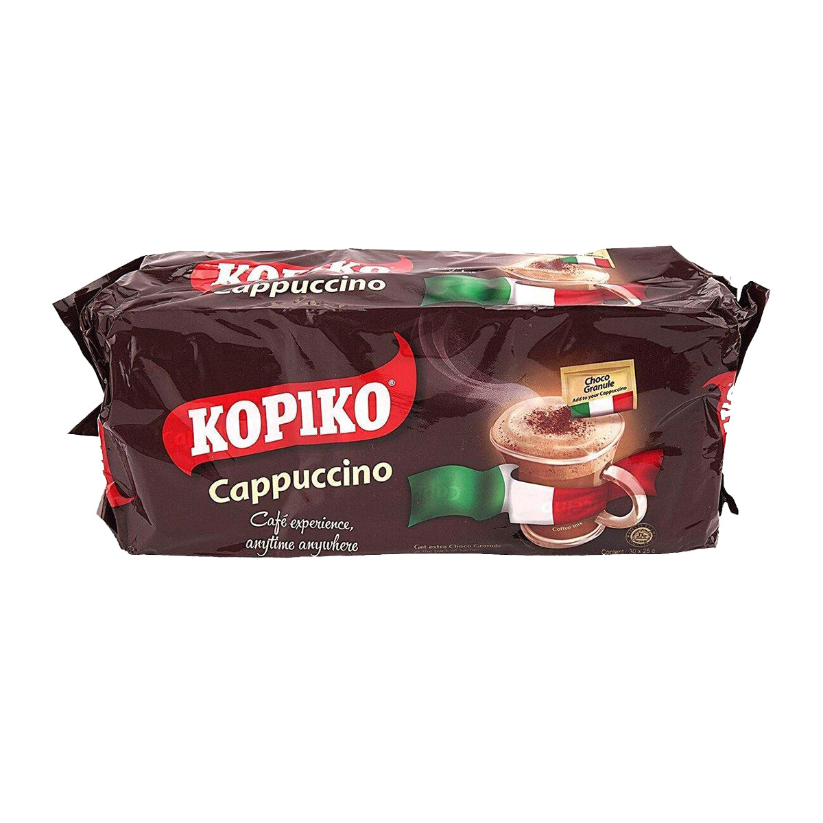 kopiko instant cappuccino coffee with choco granule - 30ct