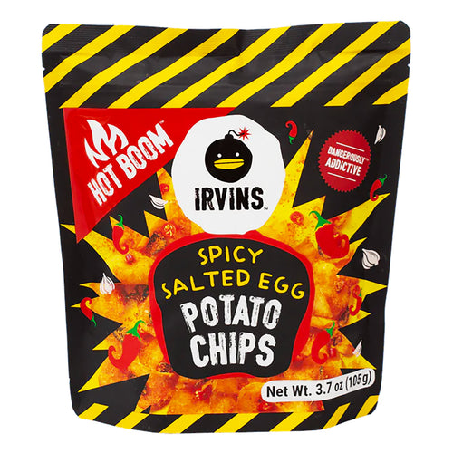 irvins salted egg hot boom potato chips - 105g