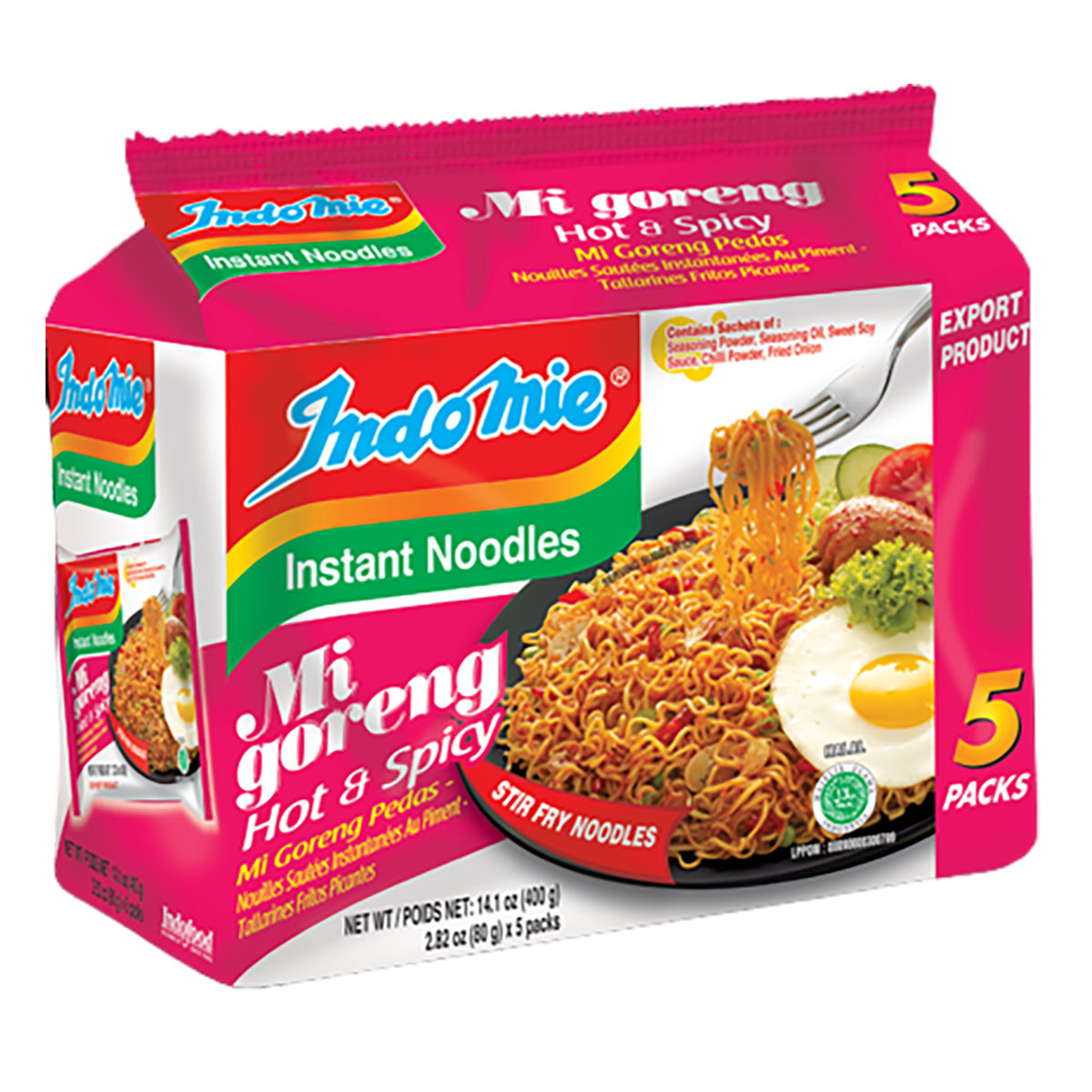 indomie hot & spicy fried noodles 3oz - 5pk