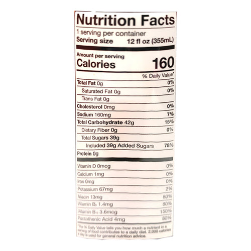 inuyasha half demon energy drink - 12fl oz nutrition label