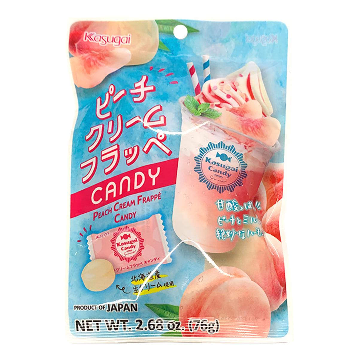 kasugai peach cream frappe candy - 76g