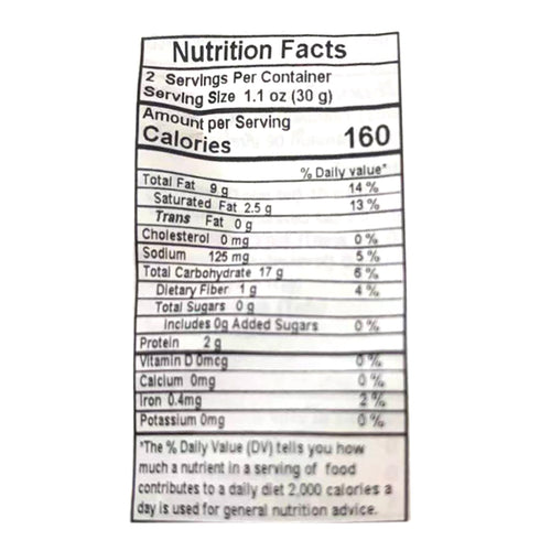 lay's potato chips sweet basil flavor - 1.76oz nutrition label