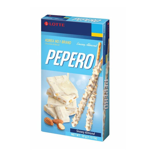 pepero snowy almond white chocolate biscuit sticks - 1.13oz