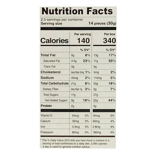 pocky banana cream chocolate biscuit sticks - 2.47oz nutrition label