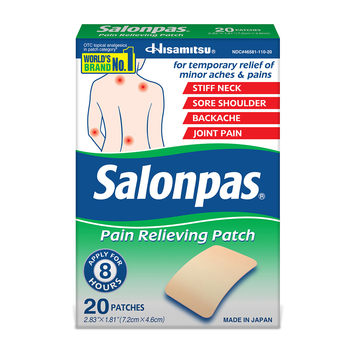 salonpas pain relieving patch - 20 sheets