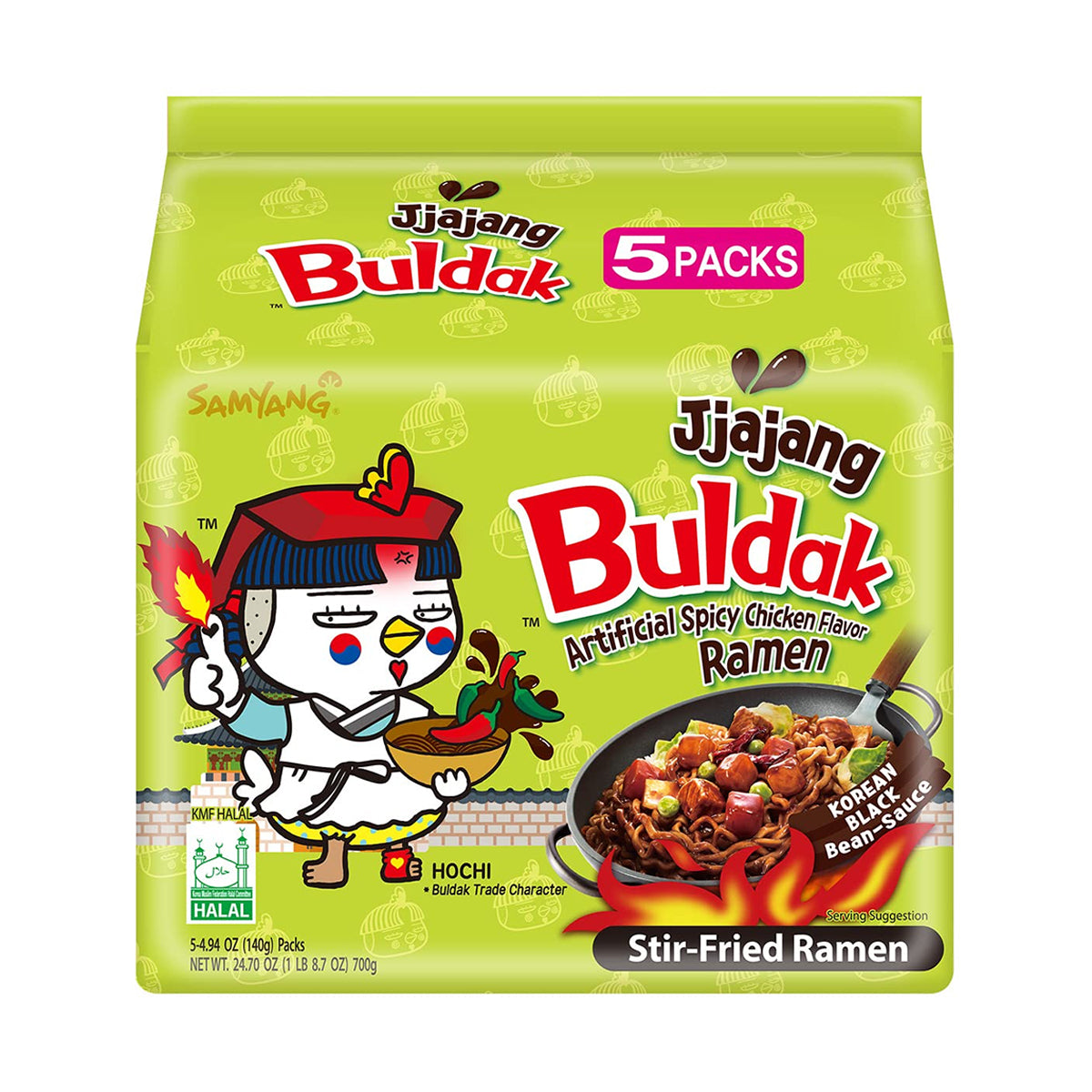 samyang buldak hot chicken jjajang flavor ramen 4.94oz - 5pk