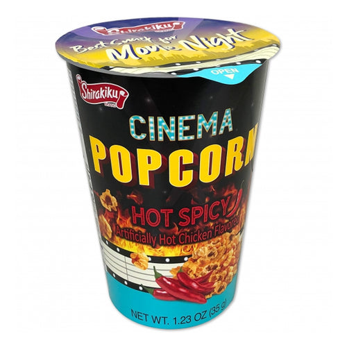 shirakiku popcorn cinema hot spicy chicken flavor - 1.23oz